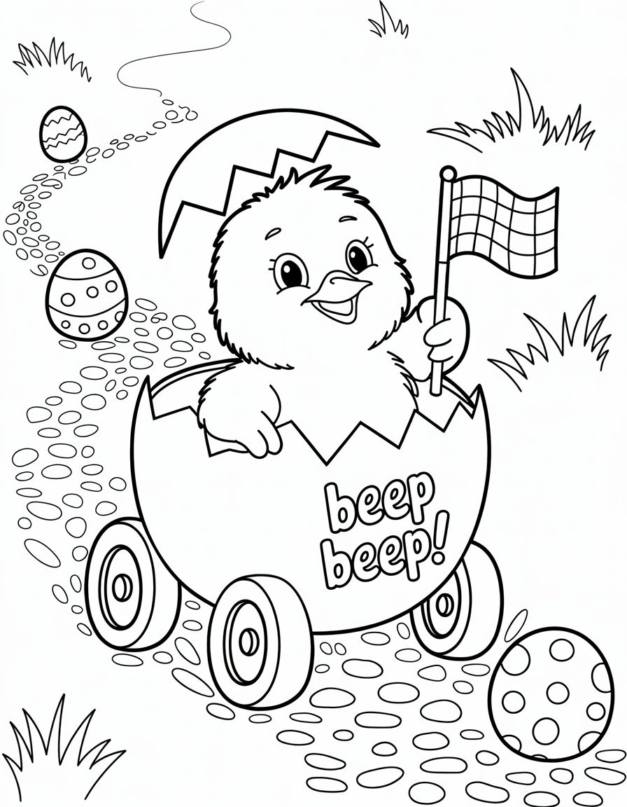 Chick in Eggshell Car